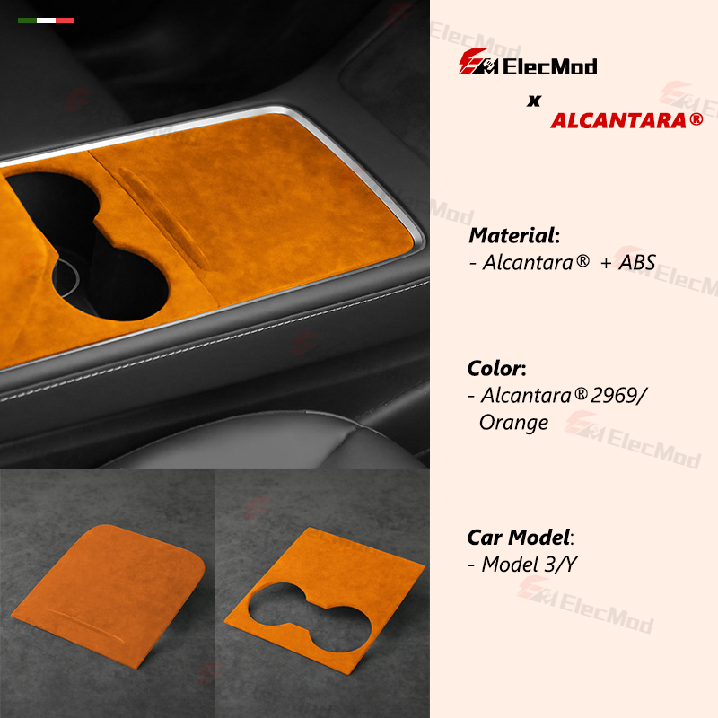ElecMod Alcantara Center Console Trim Cover For Tesla Model 3/Y