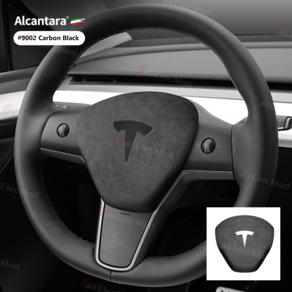 ElecMod Alcantara Tesla Steering Wheel Airbag Trim Cover for Model 3/Y