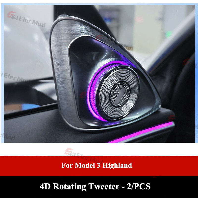 ElecMod 4D Rotating Tweeter with Ambient Light For Tesla Model 3/Y/Model 3 Highland