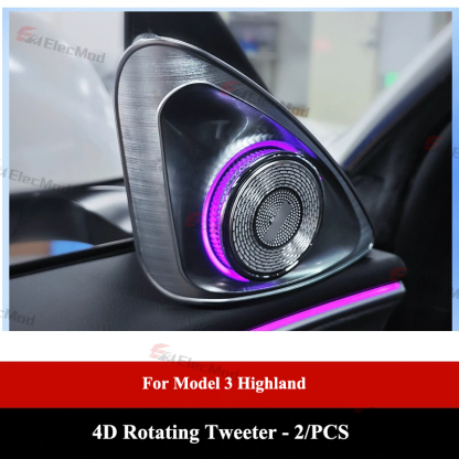 ElecMod 4D Rotating Tweeter with Ambient Light For Tesla Model 3/Y/Model 3 Highland