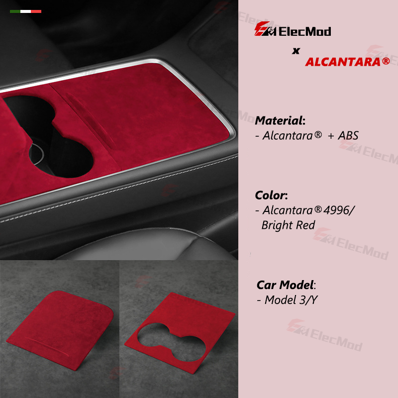 ElecMod Alcantara Center Console Trim Cover For Tesla Model 3/Y