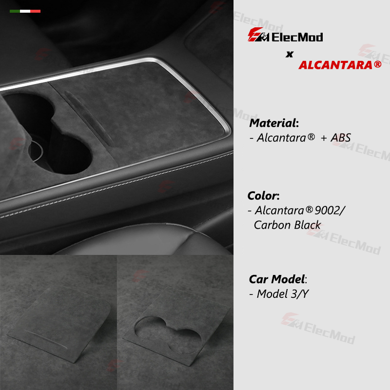 ElecMod Alcantara Center Console Wraps Kit Trim Cover For Tesla Model 