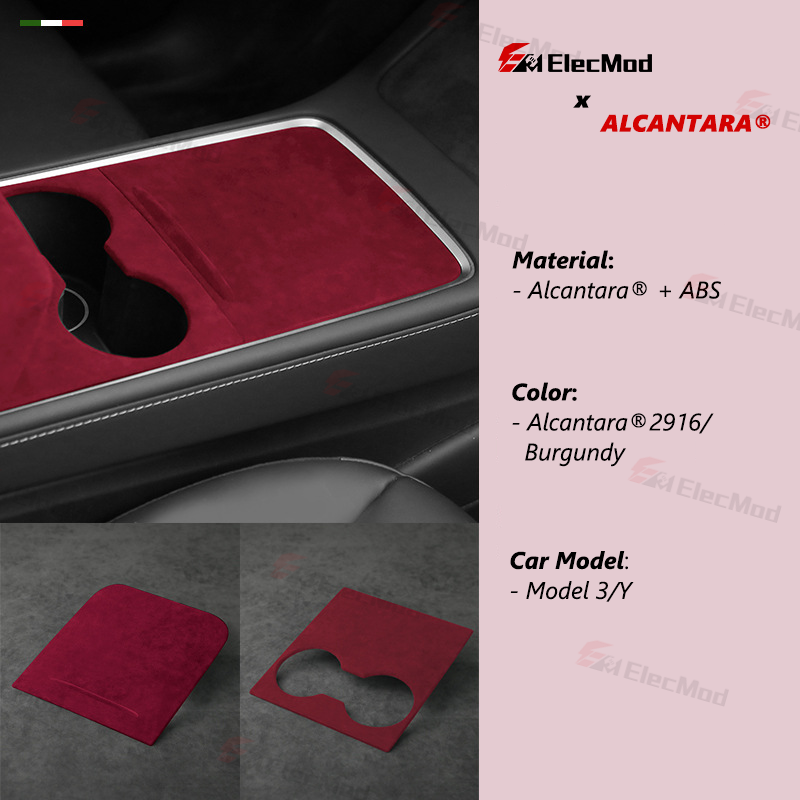 ElecMod Alcantara Center Console Trim Cover For Tesla Model 3/Y