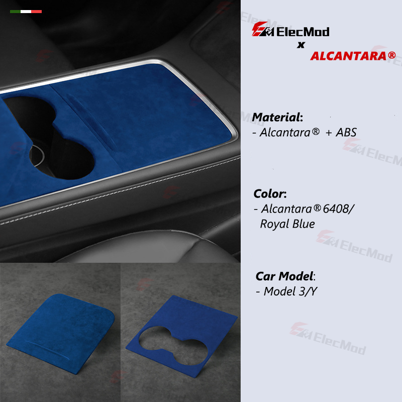 ElecMod Alcantara Center Console Trim Cover For Tesla Model 3/Y