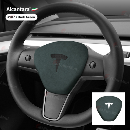 ElecMod Alcantara Tesla Steering Wheel Airbag Trim Cover for Model 3/Y