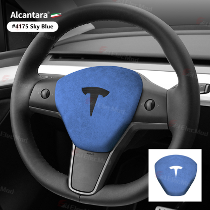 ElecMod Alcantara Tesla Steering Wheel Airbag Trim Cover for Model 3/Y