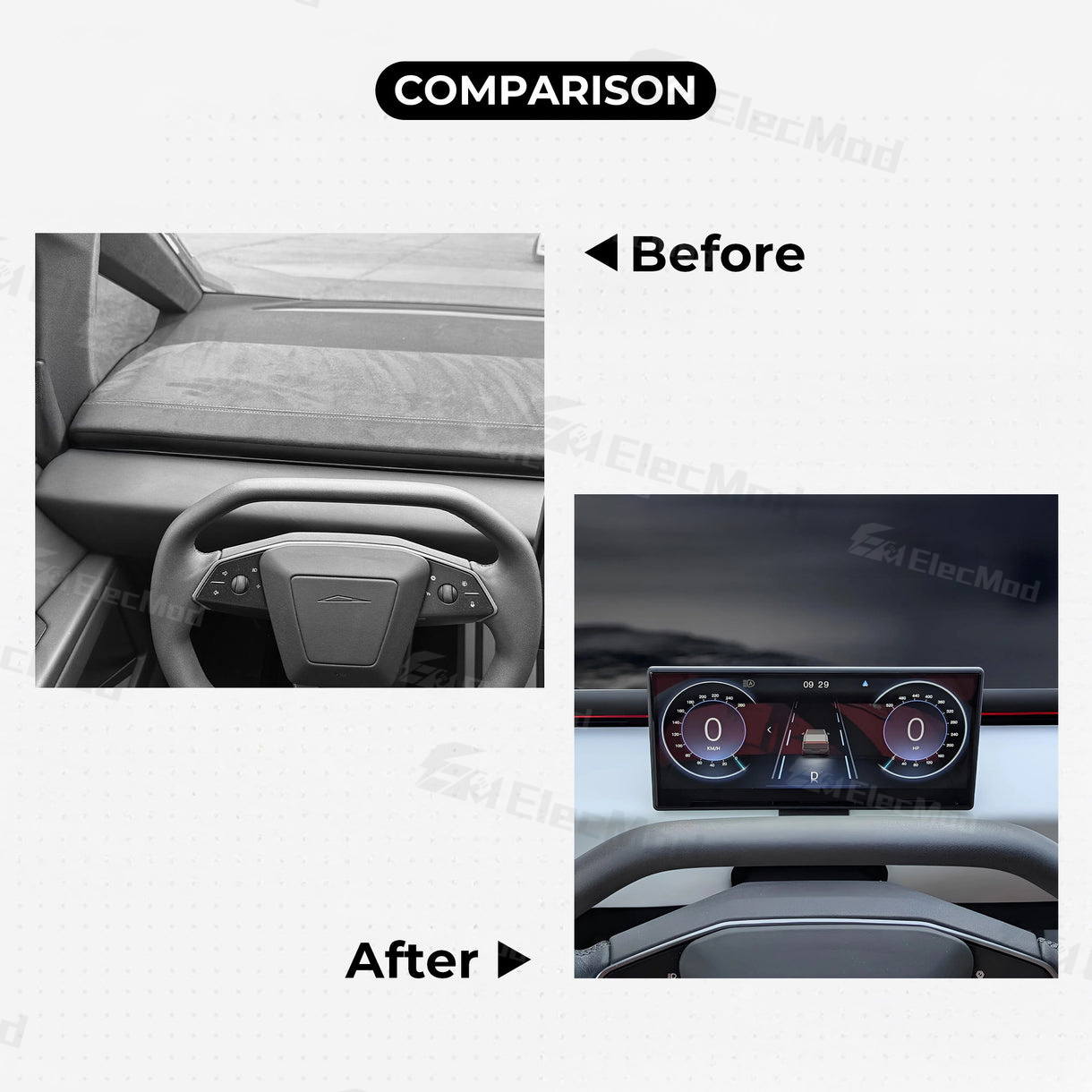 ElecMod Tesla Dashboard Screen FC9 8.9-inch Instrument Cluster Display For Tesla Cybertruck