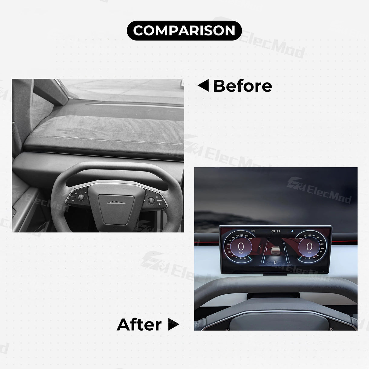 ElecMod Tesla Dashboard Screen FC9 8.9-inch Instrument Cluster Display For Tesla Cybertruck