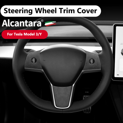 ElecMod Alcantara Tesla Steering Wheel Trim Cover For Model 3/Y