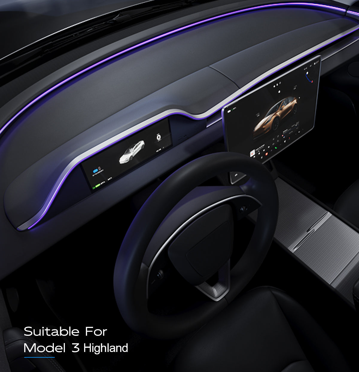 ElecMod F89 8.9-Inch CarPlay Instrument Cluster with Ambient Lighting For Model 3 Highland