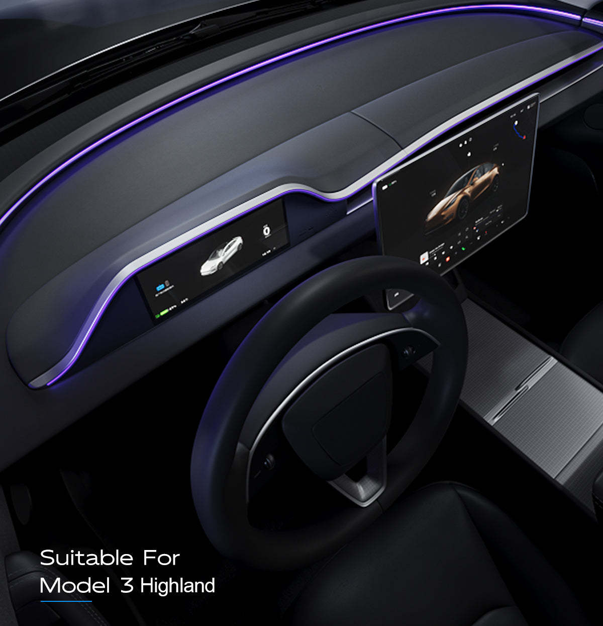 ElecMod F89 8.9-Inch CarPlay Instrument Cluster with Ambient Lighting For Model 3 Highland