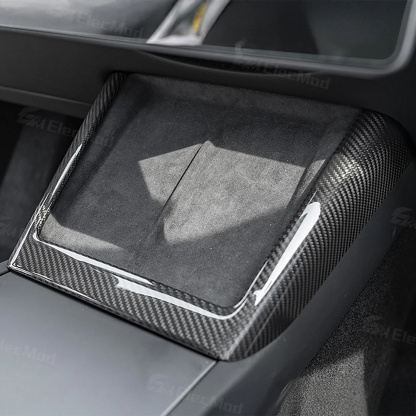 ElecMod Real Carbon Fiber Center Console Charging Frame Cover for Tesla Model 3 Highland 2024+