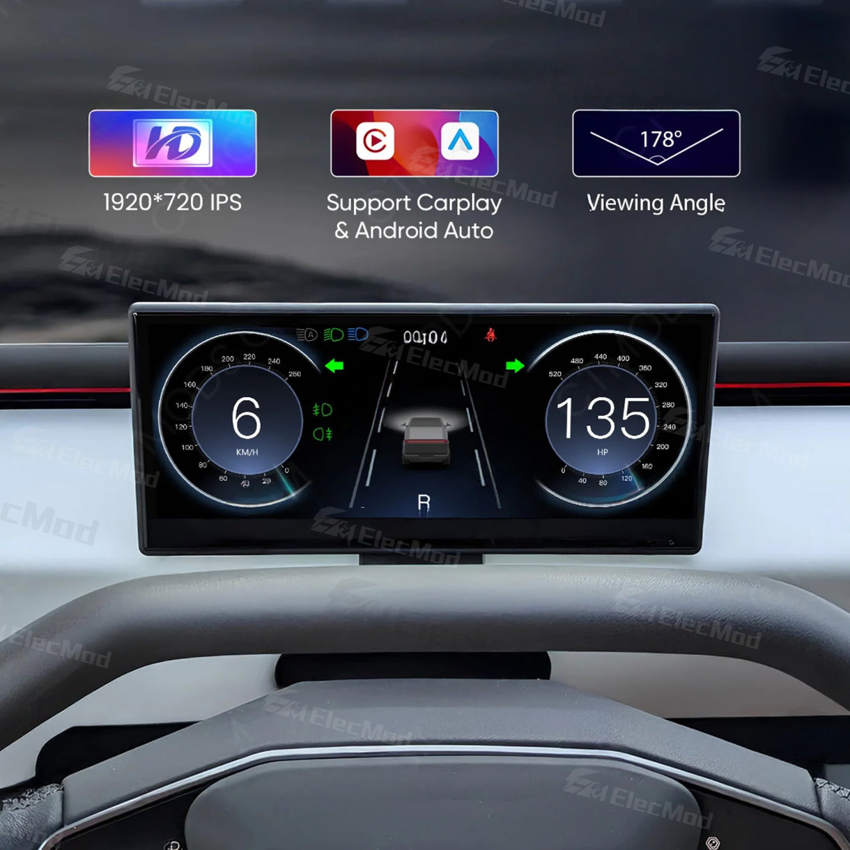 ElecMod Tesla Dashboard Screen FC9 8.9-inch Instrument Cluster Display For Tesla Cybertruck