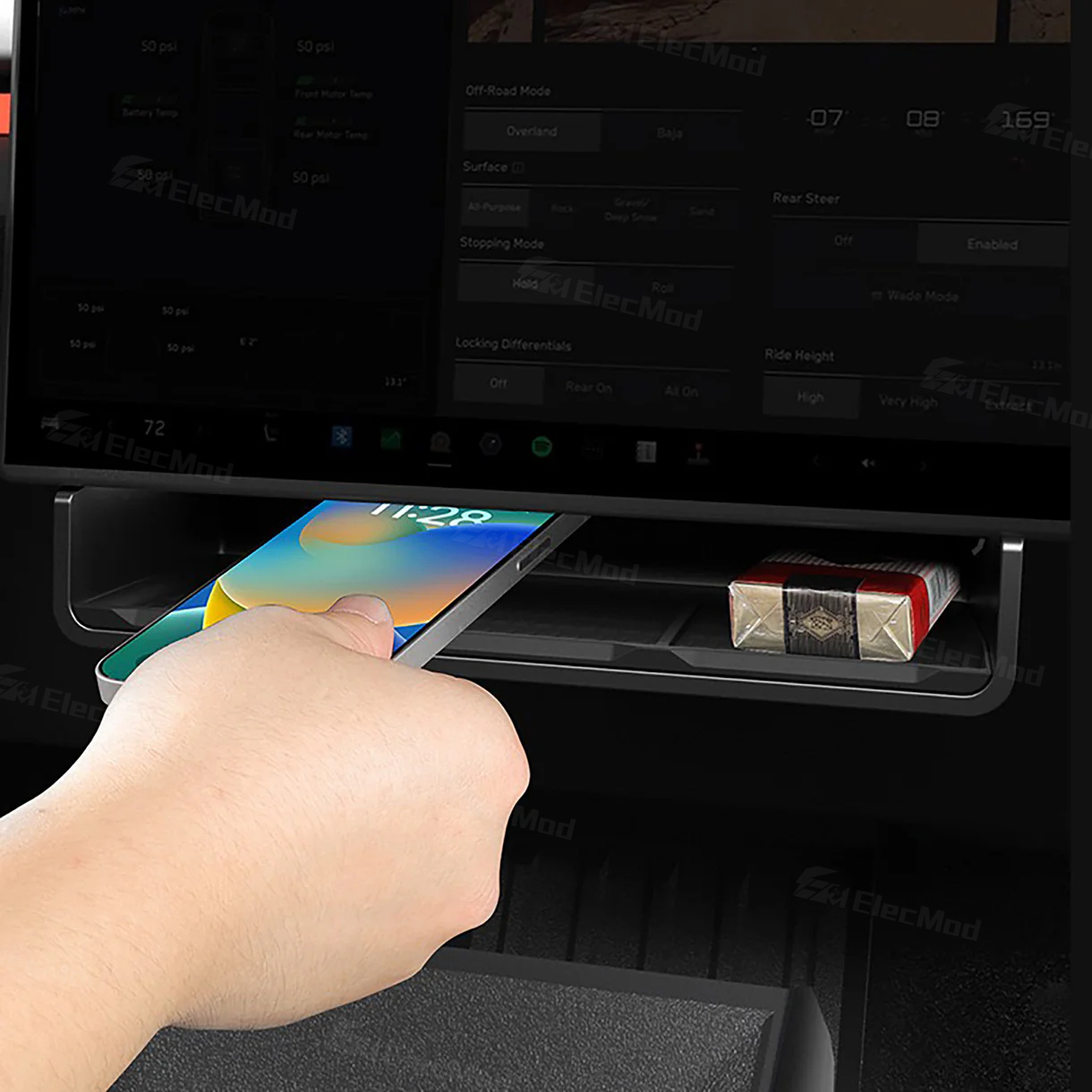 ElecMod Tesla Under Central Control Screen Storage Box Organizer For Tesla Cybertruck