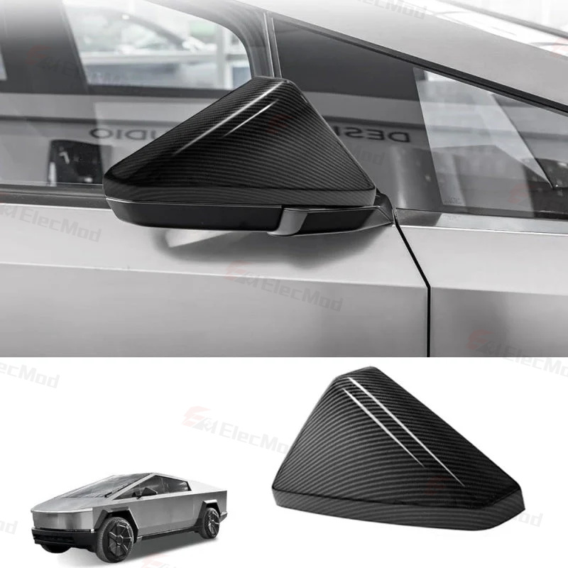 ElecMod Real Carbon Fiber Rearview Mirror Cover for Tesla Cybertruck 