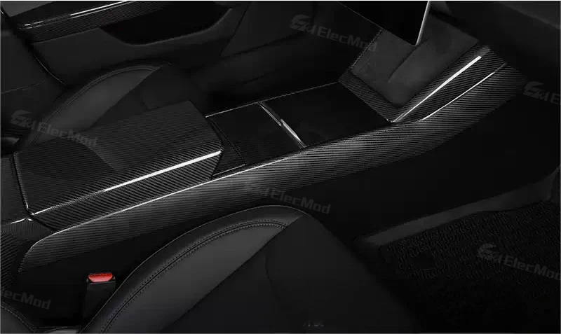 ElecMod Real Dry Carbon Fiber Center Console Side Panel Overlays for Model 3 Highland & Model Y Juniper (2 Pieces)