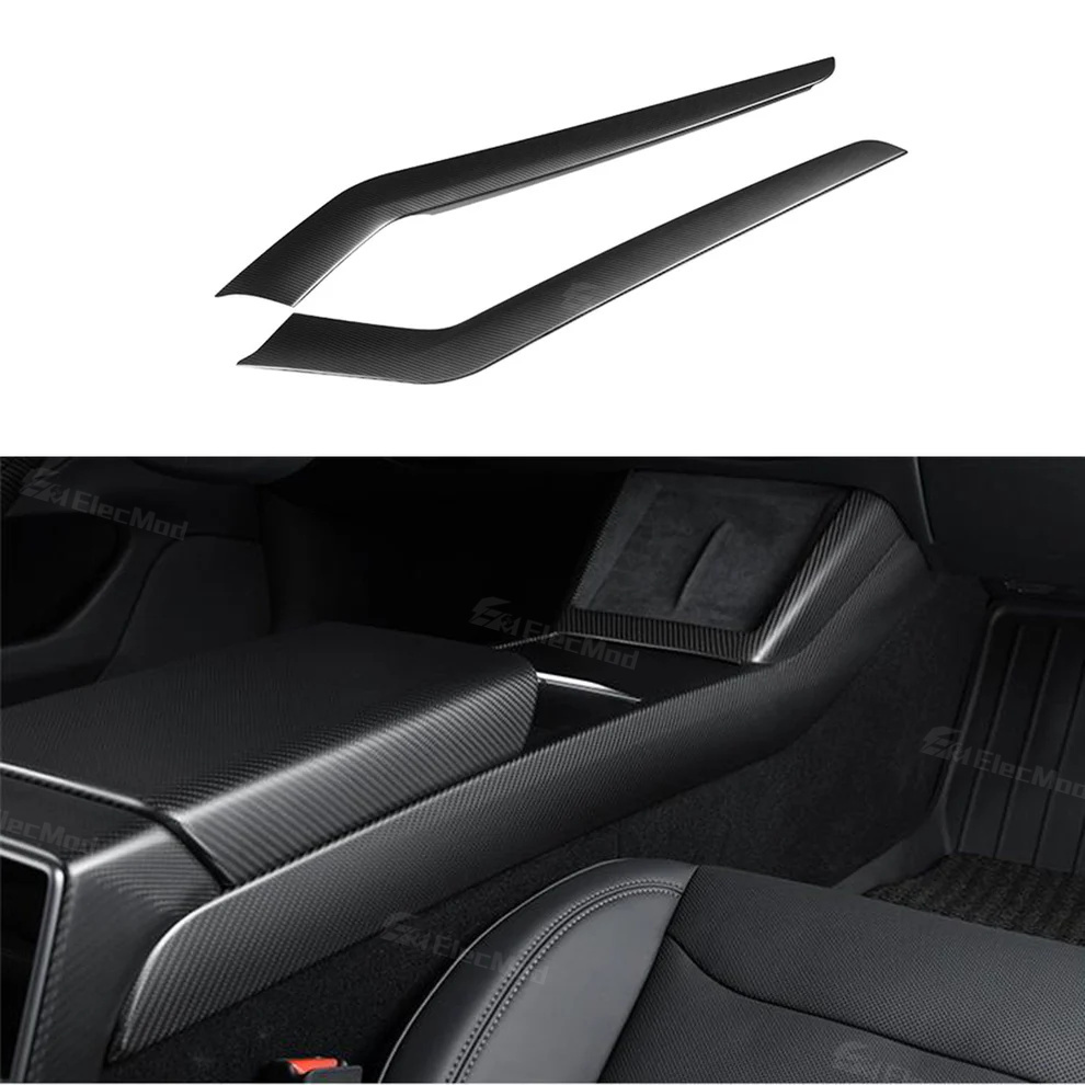 EReal Dry Carbon Fiber Center Console Side Panel Overlays for Model 3 