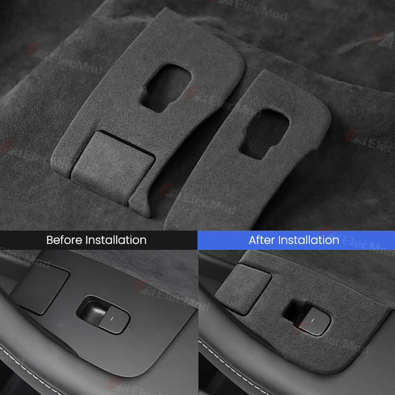 ElecMod Alcantara Window Switch Button Trim Cover For Tesla Model 3/Y