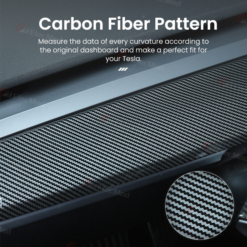 ElecMod ABS Carbon Fiber Pattern Dash Cap & Front Door Trim Panel Cover for Tesla Model 3/Y