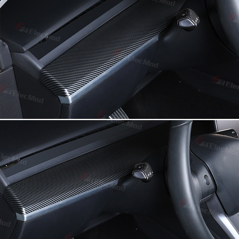 ElecMod ABS Carbon Fiber Pattern Dash Cap & Front Door Trim Panel Cover for Tesla Model 3/Y