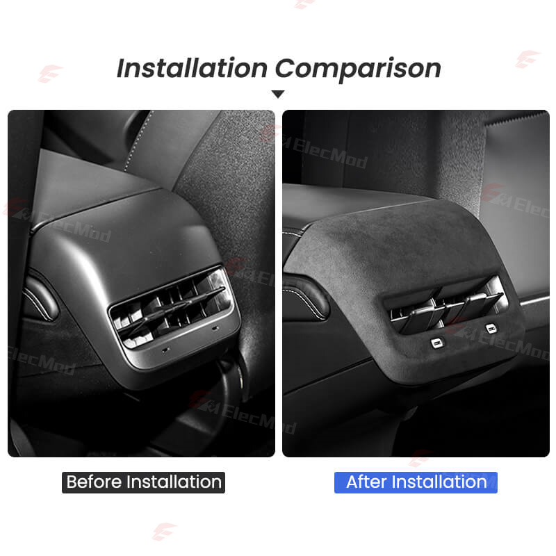 ElecMod Alcantara Rear AC Vents Trim Cover For Tesla Model 3/Y