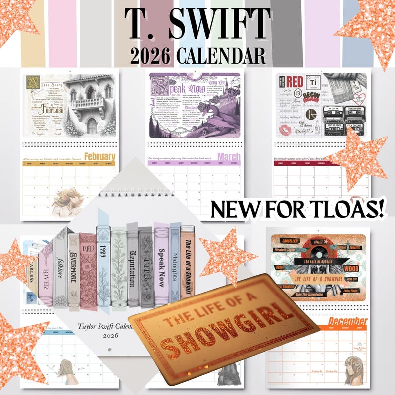 Swiftie Showgirl Era 2026 Lyric Calendar