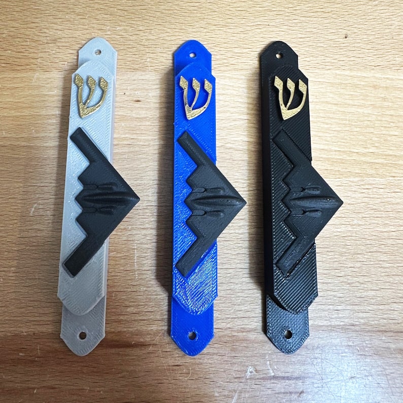 B2 Bomber Jewish Door Mezuzah with Carbon Fiber Bomber