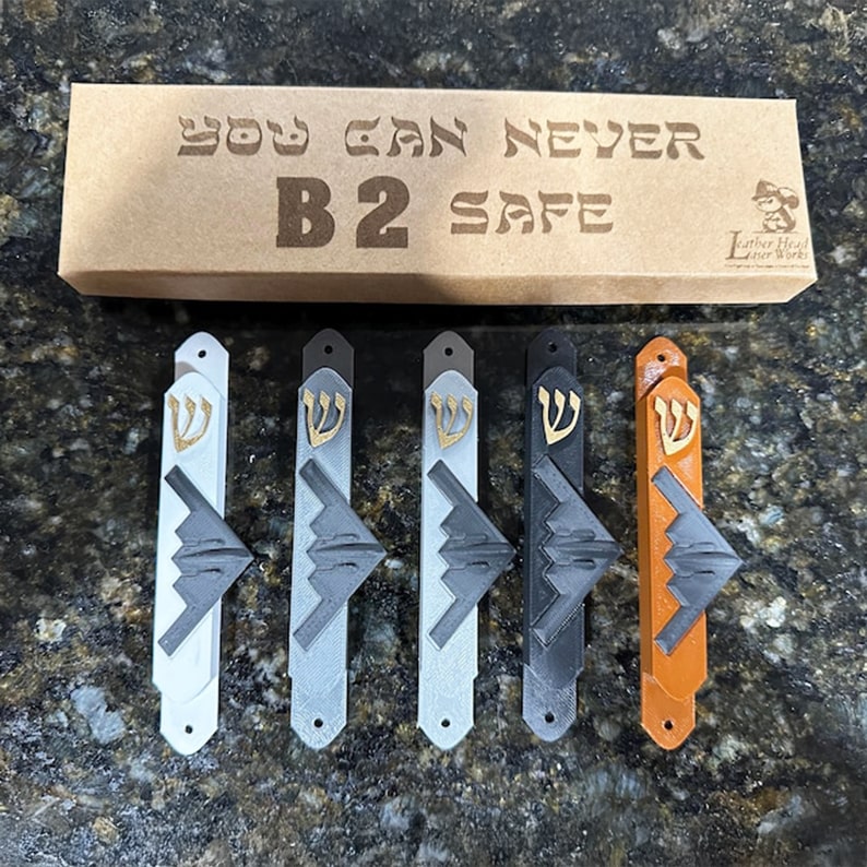 B2 Bomber Jewish Door Mezuzah with Carbon Fiber Bomber