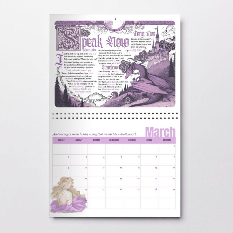 Swiftie Showgirl Era 2026 Lyric Calendar