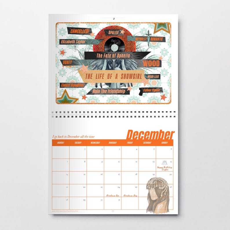 Swiftie Showgirl Era 2026 Lyric Calendar