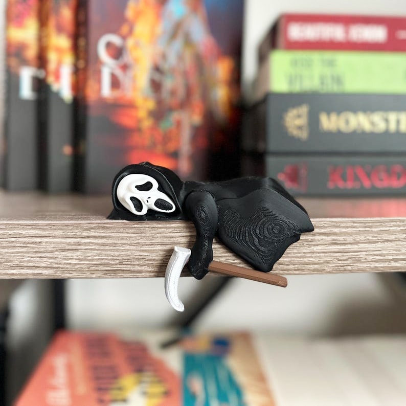 Sleeping Grim Reaper Halloween Bookshelf Decor
