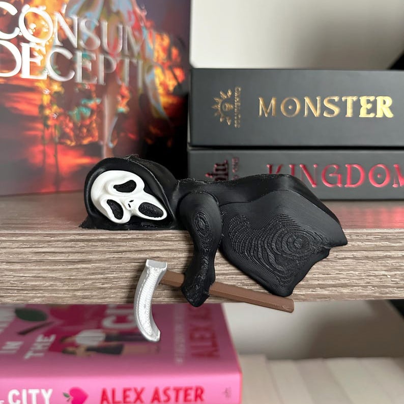 Sleeping Grim Reaper Halloween Bookshelf Decor