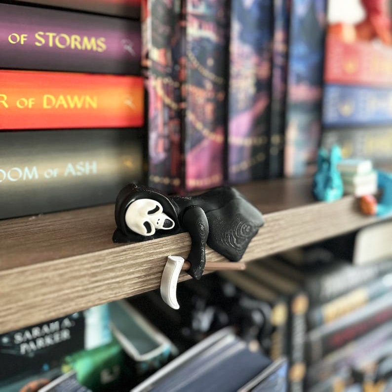 Sleeping Grim Reaper Halloween Bookshelf Decor