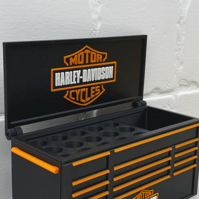 Harley-Inspired Motorcycle Toolbox Desk Organizer