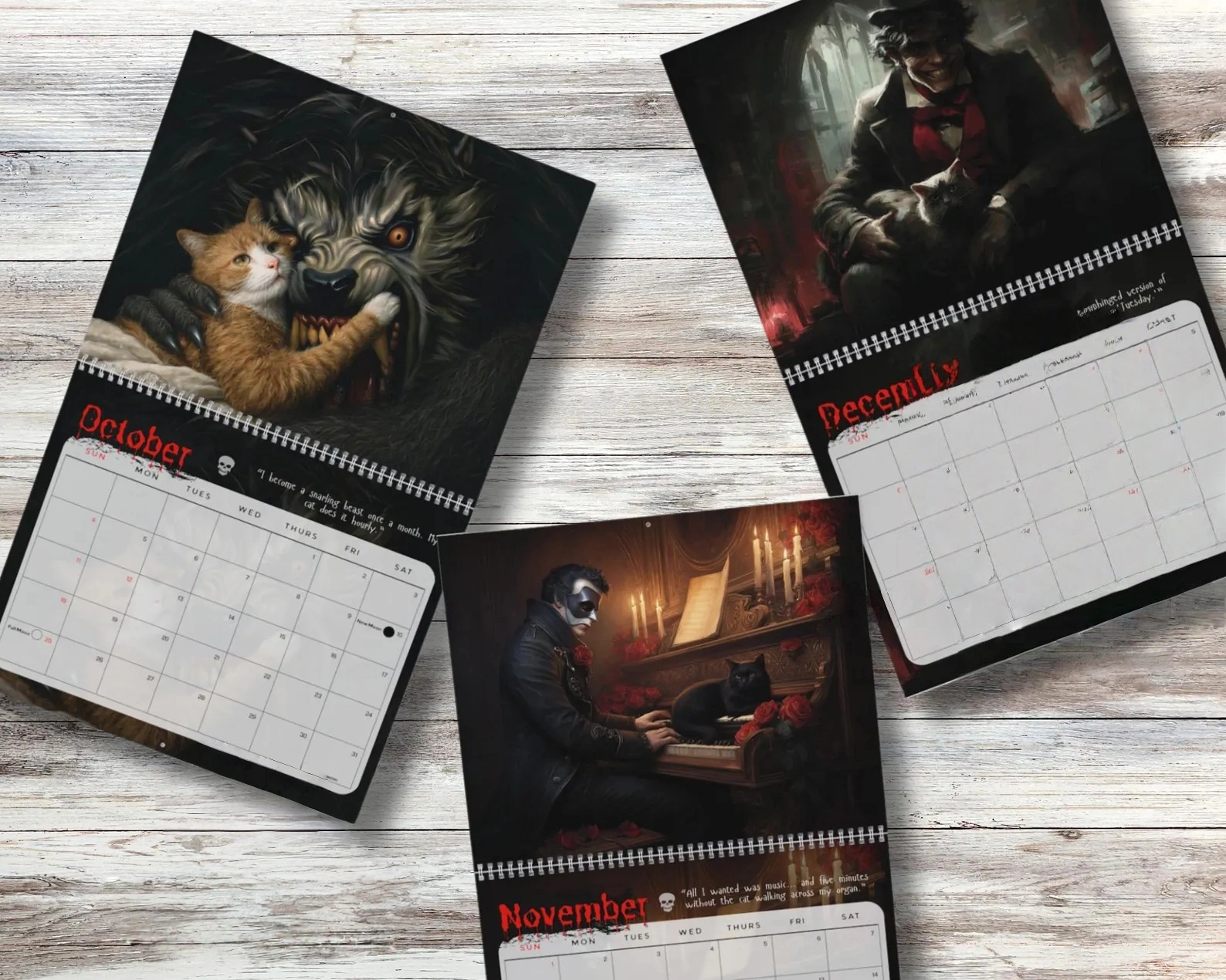 2026 Funny Gothic Horror & Cats Calendar