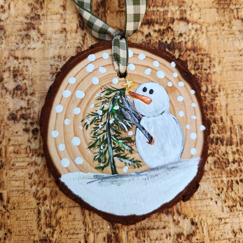 Peanuts Themed Handpainted Wood Slice Ornaments