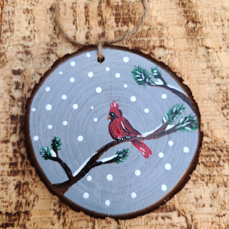 Peanuts Themed Handpainted Wood Slice Ornaments