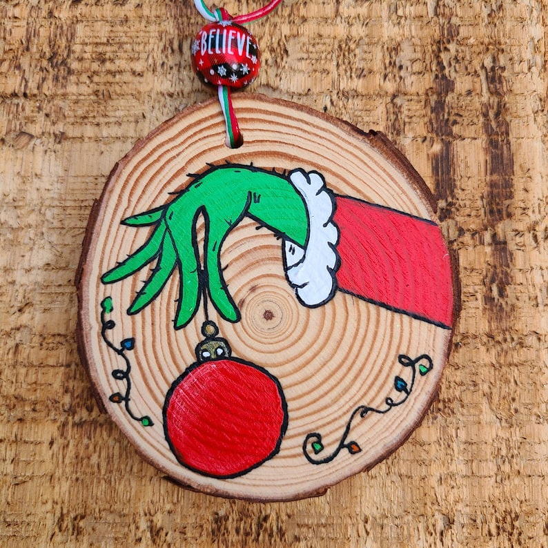 Peanuts Themed Handpainted Wood Slice Ornaments