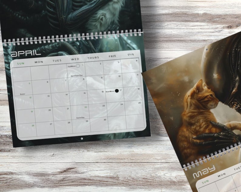 Xenomorph Alien x Cats 2026 Halloween Horror Wall Calendar