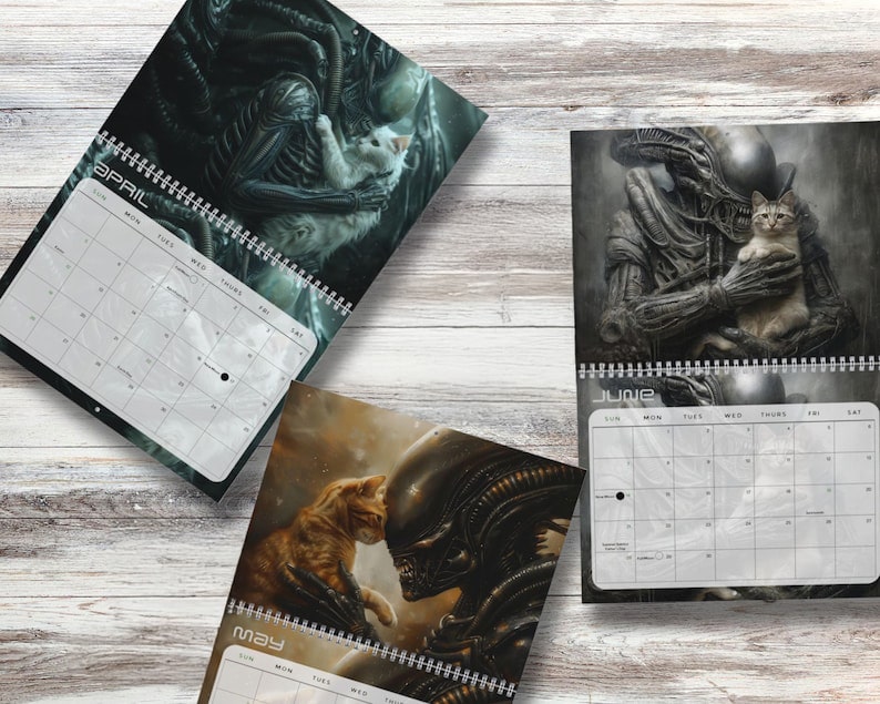 Xenomorph Alien x Cats 2026 Halloween Horror Wall Calendar