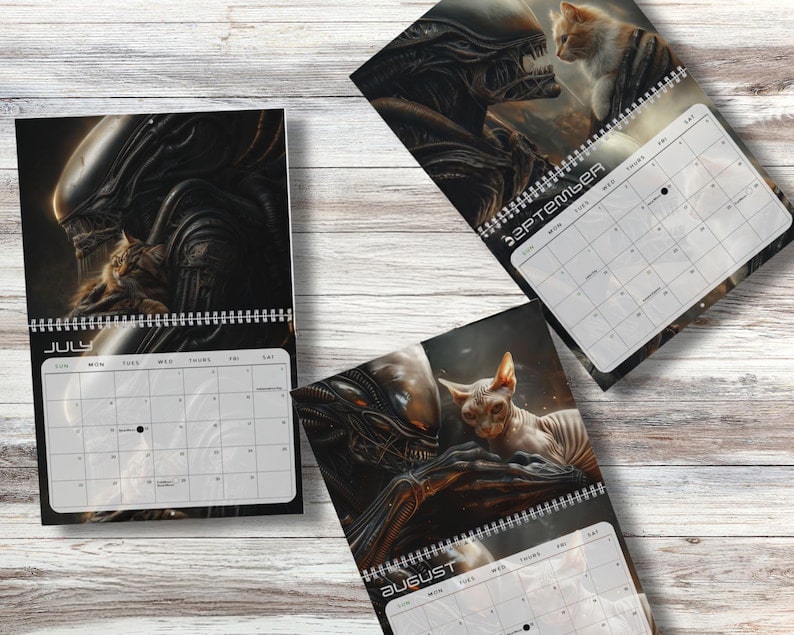 Xenomorph Alien x Cats 2026 Halloween Horror Wall Calendar