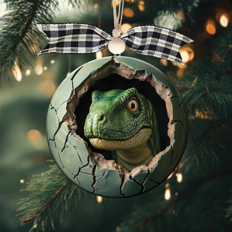 3D Effect Dinosaur Christmas Ornament