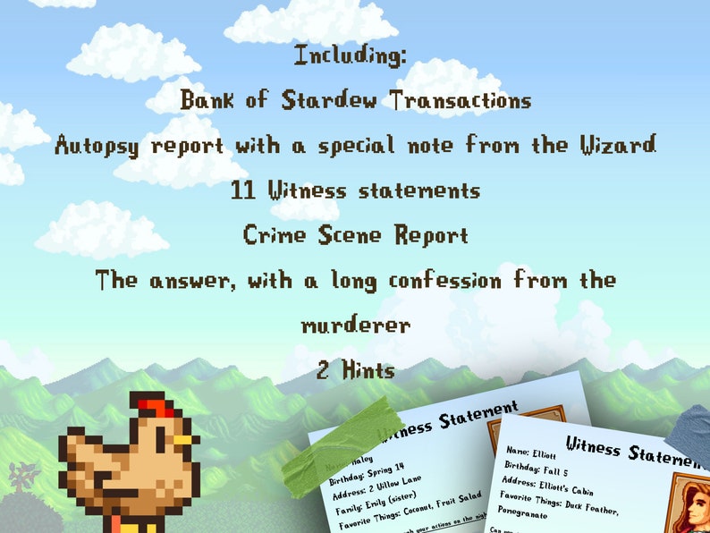 Stardew Valley Murder Mystery Tabletop Game