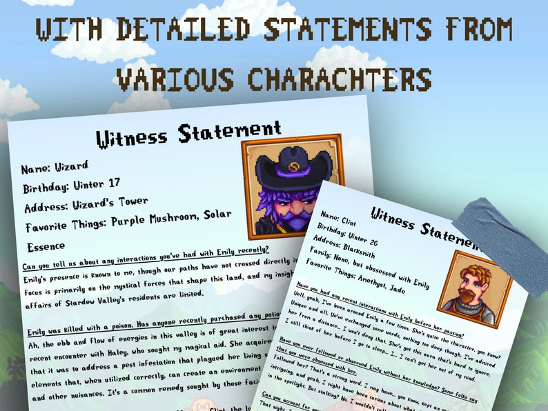 Stardew Valley Murder Mystery Tabletop Game