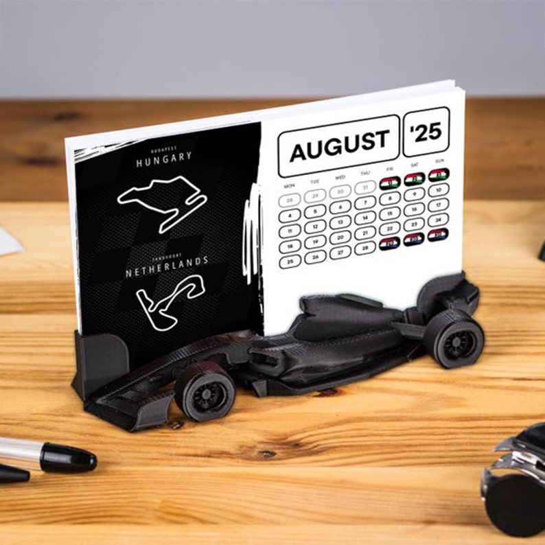 2025 Formula 1 Calendar with F1 Car Stand