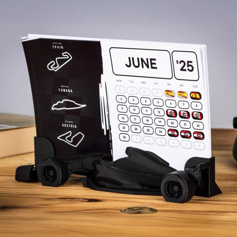 2025 Formula 1 Calendar with F1 Car Stand
