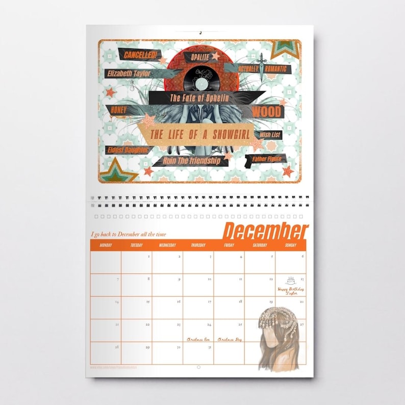 Swiftie Showgirl Era 2026 Lyric Calendar