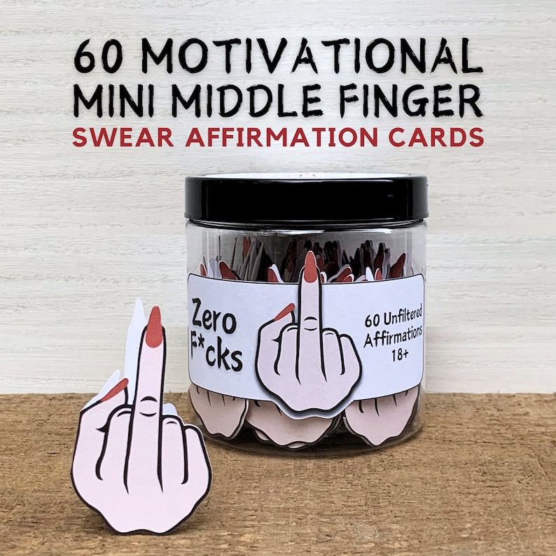 Middle Finger Swear Affirmation Cards Jar