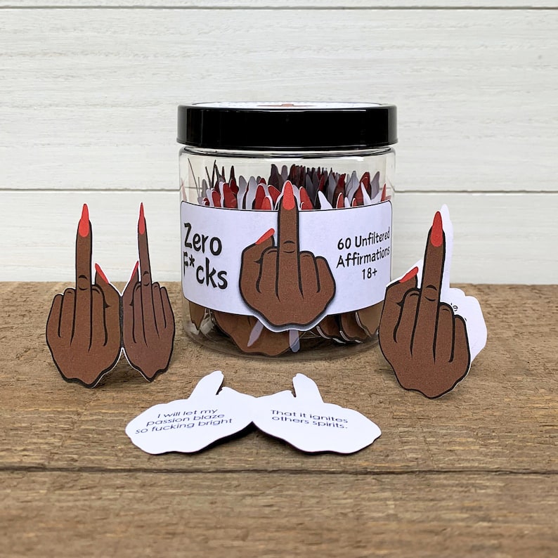 Middle Finger Swear Affirmation Cards Jar
