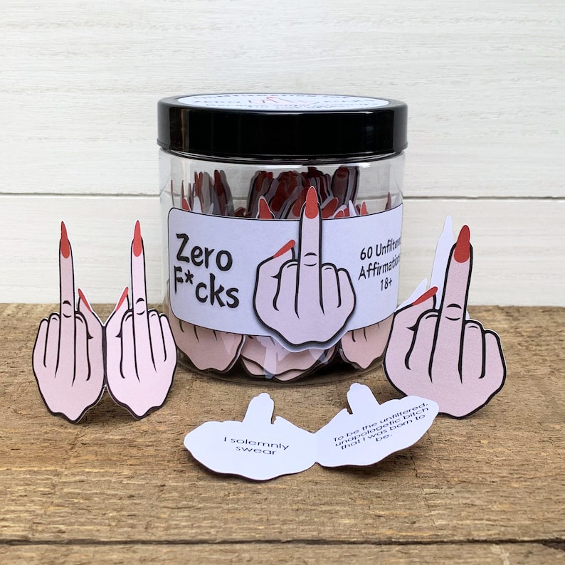 Middle Finger Swear Affirmation Cards Jar